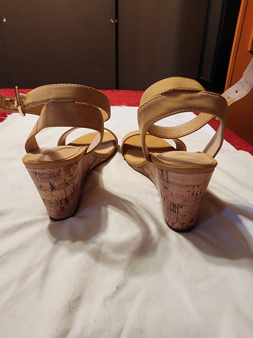 monrvia Women’s Ankle Strap Wedge Sandals - Tan size 10
